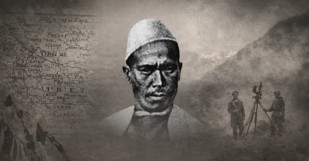 तिब्बत का नक्शा बना दिया कार्य से जुड़े नैन सिंह रावत का ऐतिहासिक चित्र