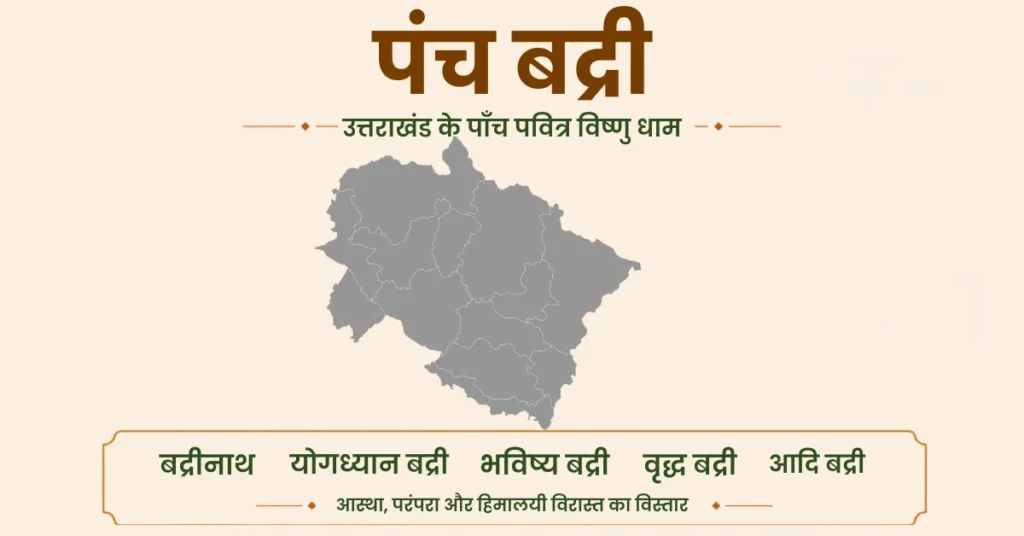पंच बद्री परंपरा से जुड़े पाँच विष्णु धामों का इन्फोग्राफिक दृश्य