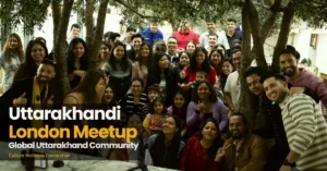 लंदन में आयोजित उत्तराखंडी समुदाय मीटअप का समूह दृश्य