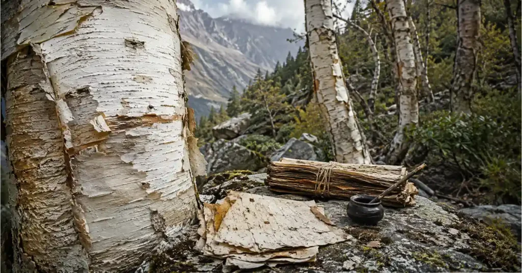 हिमालयी क्षेत्र में भोजपत्र वृक्ष की छाल और पारंपरिक लेखन सामग्री