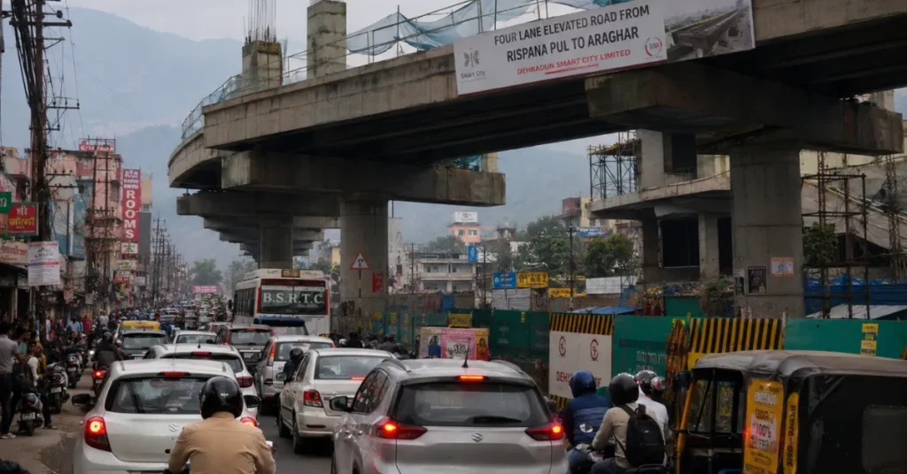 देहरादून में रिस्पना से आराघर तक प्रस्तावित फोर लेन एलिवेटेड रोड का दृश्य