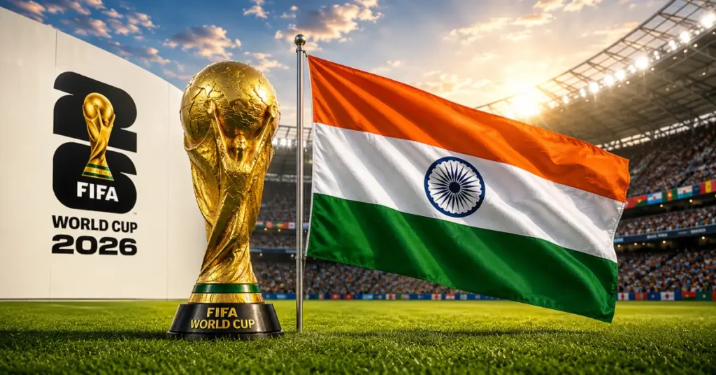 फीफा(FIFA) वर्ल्ड कप 2026 और भारत के फुटबॉल कनेक्शन को दर्शाती प्रतिनिधि छवि