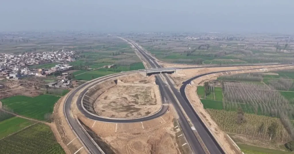 Aerial view of the Haridwar Spur expressway interchange and connecting highway infrastructure.