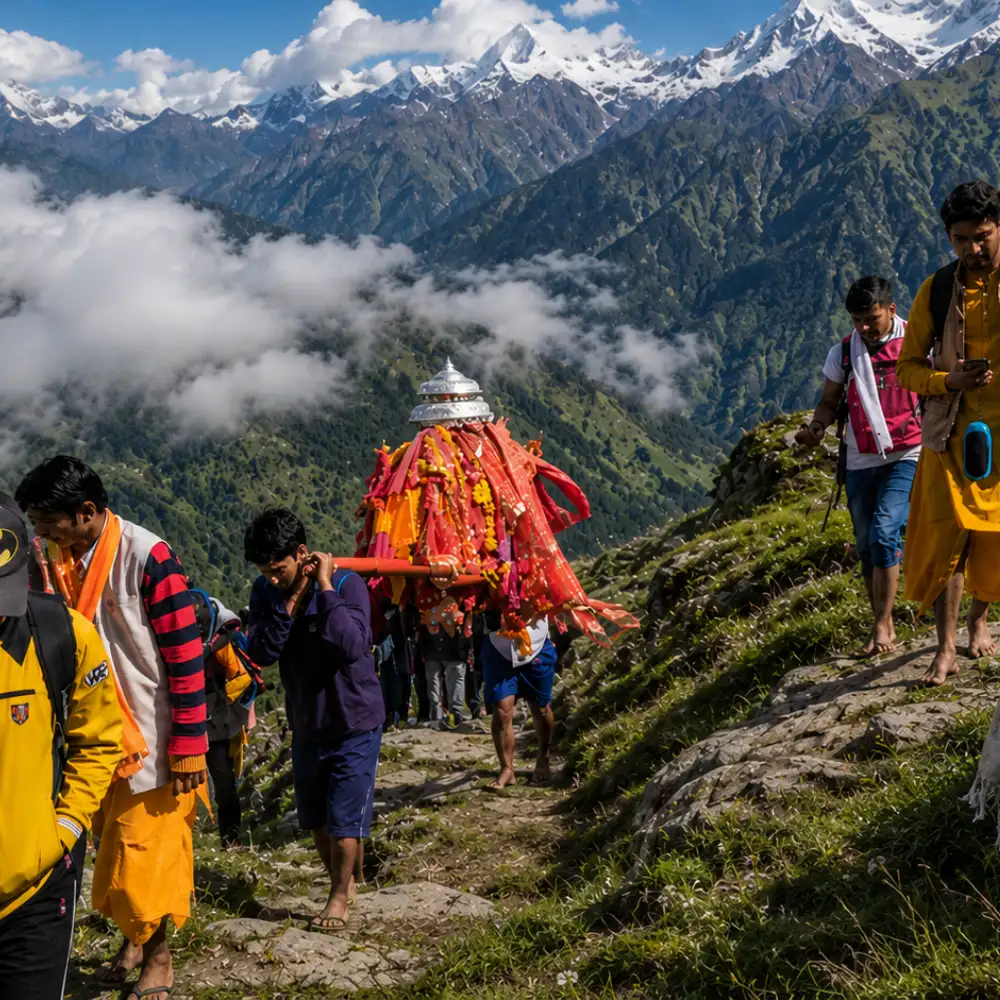 नंदा देवी राजजात: 280 किलोमीटर की वह यात्रा जहाँ देवी को बेटी मानकर विदा किया जाता है, लेकिन क्यों? 3 हिमालयी मार्ग पर आगे बढ़ती नंदा देवी राजजात डोली