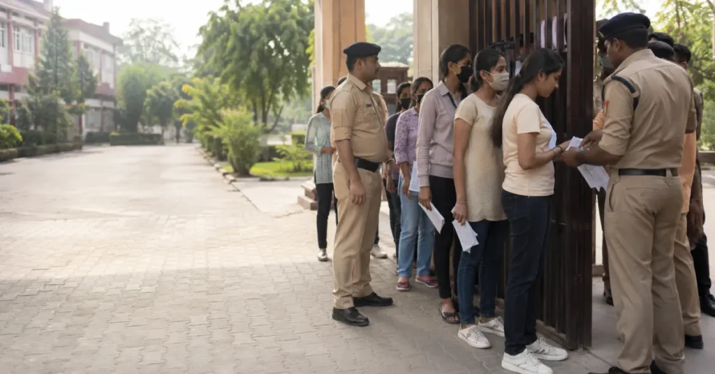 नीट री-एग्जाम के दौरान परीक्षा केंद्र पर सुरक्षा व्यवस्था