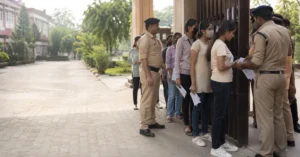 नीट री-एग्जाम के दौरान परीक्षा केंद्र पर सुरक्षा व्यवस्था