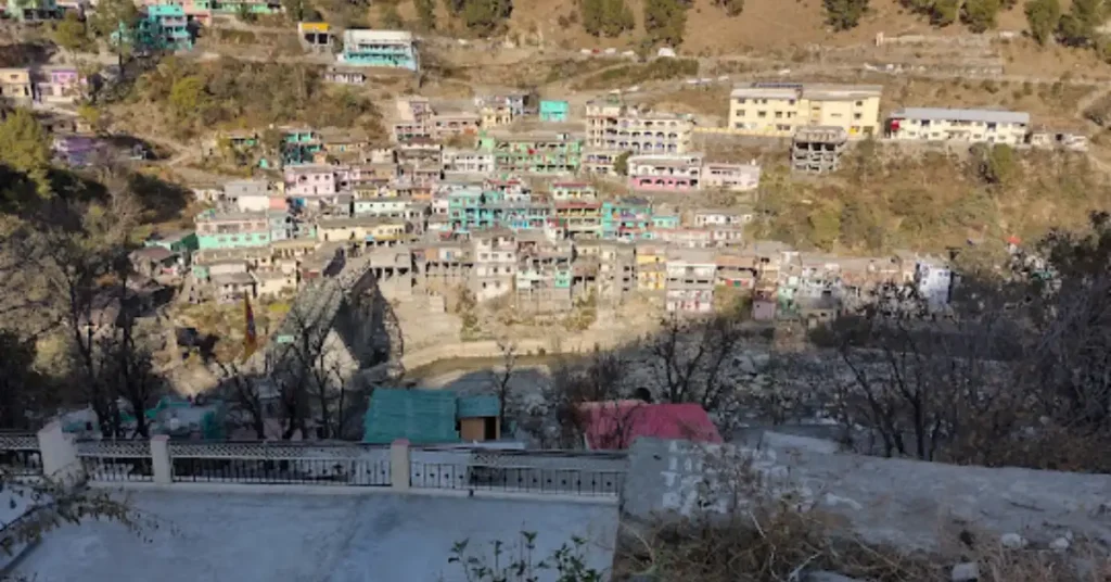 Panoramic view of Tharali town in Chamoli district, Uttarakhand