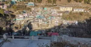 Panoramic view of Tharali town in Chamoli district, Uttarakhand