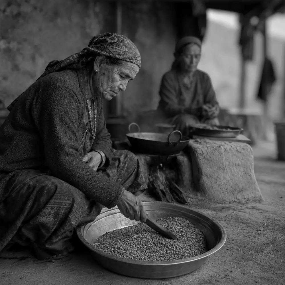 चौलाई: पहाड़ की वह फसल जो आज विदेशों में 'सुपरफूड' के नाम से बिक रही है 3 उत्तराखंड के पहाड़ी घर में चौलाई से पारंपरिक भोजन बनाते लोग