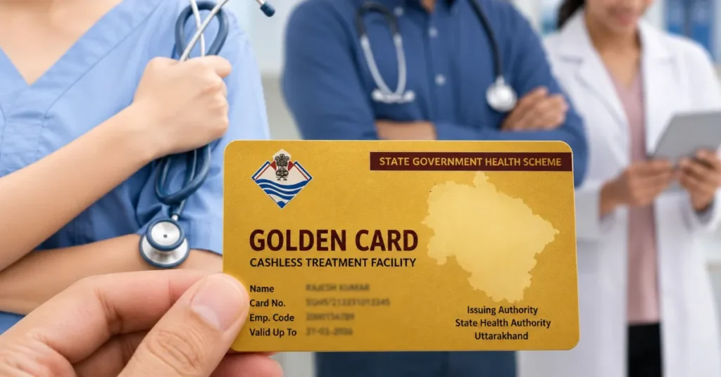 Golden Card for cashless treatment under Uttarakhand's state health scheme.