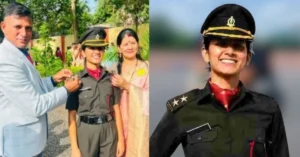 Aastha Bisht in Indian Army uniform during her commissioning ceremony after completing MBBS from AFMC Pune.