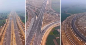 Aerial view of the Ganga Expressway corridor in Uttar Pradesh