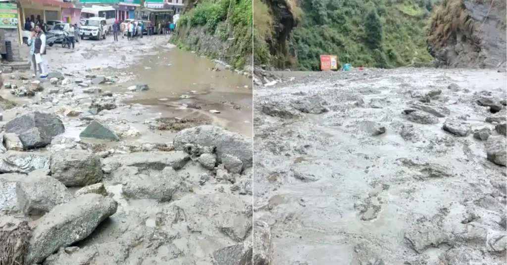 चमोली के गुलाबकोटी क्षेत्र में मलबा आने से प्रभावित बदरीनाथ हाईवे