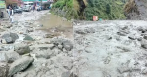 चमोली के गुलाबकोटी क्षेत्र में मलबा आने से प्रभावित बदरीनाथ हाईवे