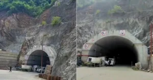 Rudraprayag tunnel-bridge project entrance with 99% construction completed, Kedarnath-Badrinath highway link