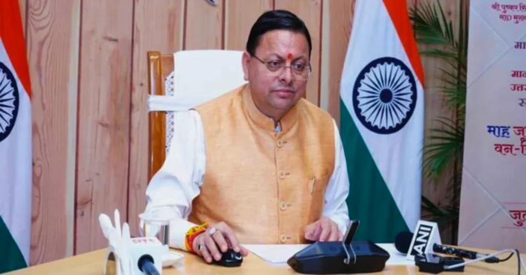 Chief Minister Pushkar Singh Dhami attends a Social Welfare Department review meeting in Dehradun.