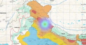 National Center for Seismology seismic activity map showing North India and the Himalayan region.