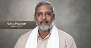 Portrait of Nana Patekar with his name and the years 1951–2026 displayed alongside the image.
